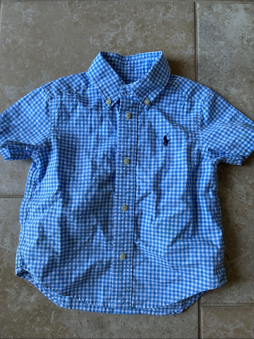 Polo by Ralph Lauren Blue Gingham Button-Down Shirt for Kids